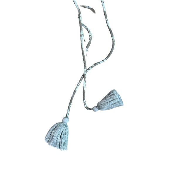 Omika Cotton Linen Blouse Size Small Green Blue Cotton Linen Top Tunic Boho - Picture 6 of 9